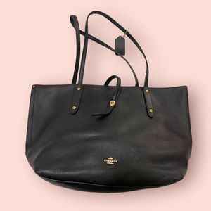 Coach Black Leather Tote Bag